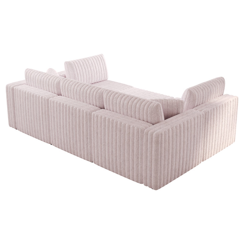 Canapé moelleux en forme de U pour 6 personnes, repose-pieds avec relevage hydraulique, canapé de salon, Light Pink