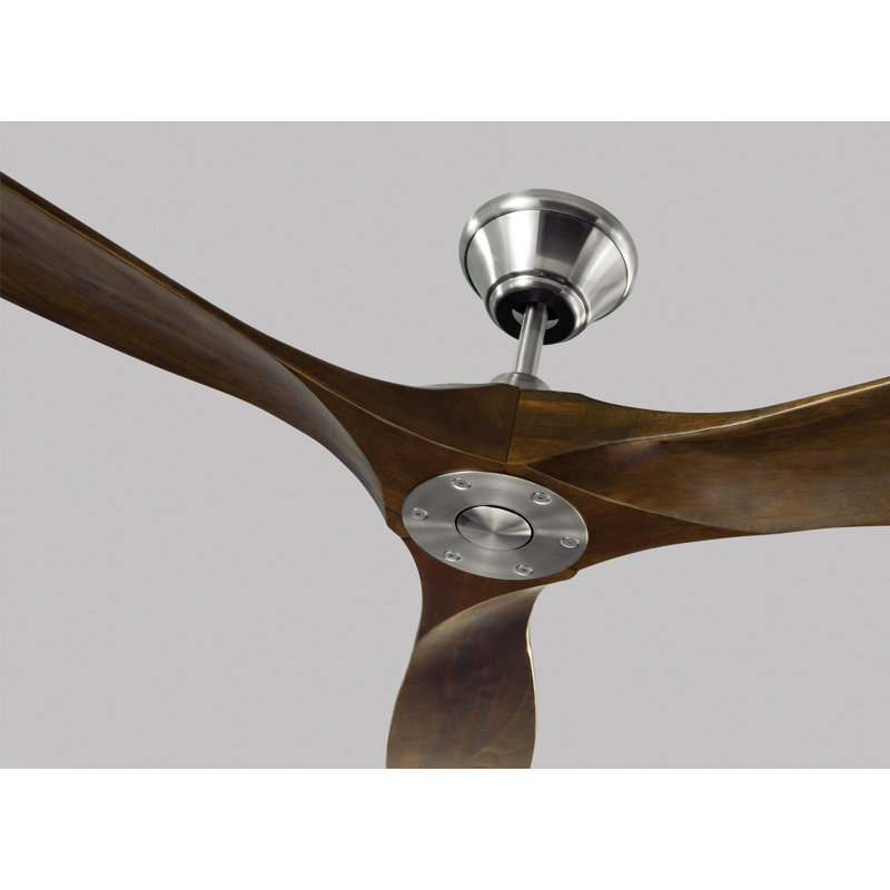Ventilateur de plafond 3 pales avec télécommande Obsidian, Acier brossé avec pales noyer foncé, 60 pouces