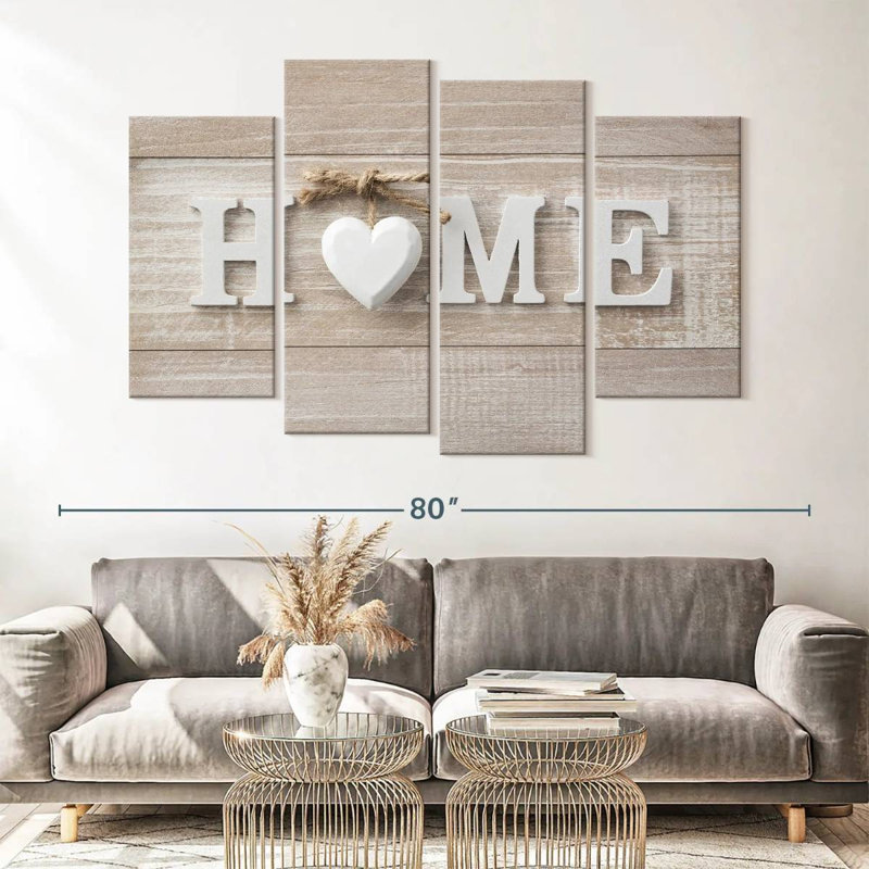" Home Sign " 4 Piece Art Set, 42" H x 68" W x 1.25" D