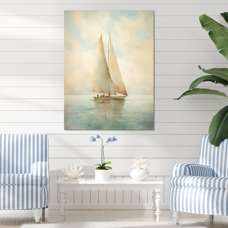 Sailboat Whispering Breezes II - Print on Canvas, 32" H x 24" W x 1" D, Wrapped Canvas