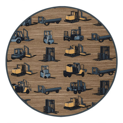 Machine Washable Transportation Brown Area Rug