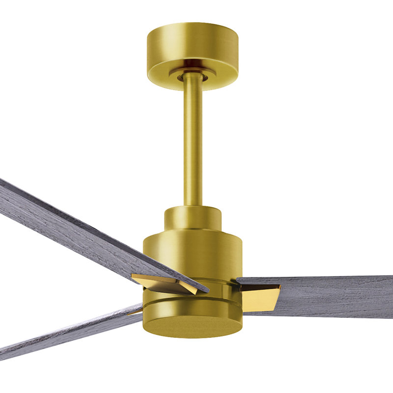 Alessandra Outdoor Downrod Ceiling Fan, Barn Wood Tone, Brushed Brass