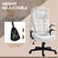 Chaise de bureau vibrante 6 points en blanc crème. Option de chauffage. Inclinable. Rembourré. Siège réglable de 17,75 po à 21,75 po. Confort blanc avec 6 vibrations. Chaleur disponible.-287987480