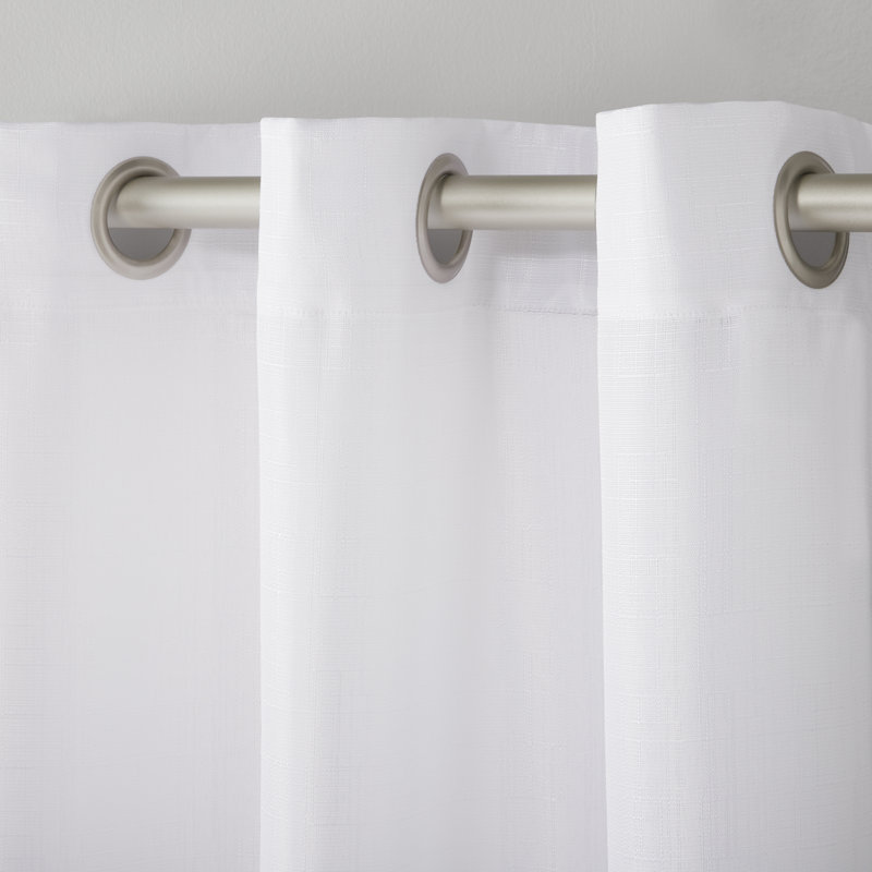 Ladner Light Filtering Grommet Top Curtain Panel Pair, 38" W x 84" H, White