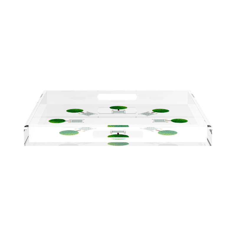 Timothy Corrigan Topiary Radial Acrylic Square Decorative Tray, 2" H x 18" W x 18" D