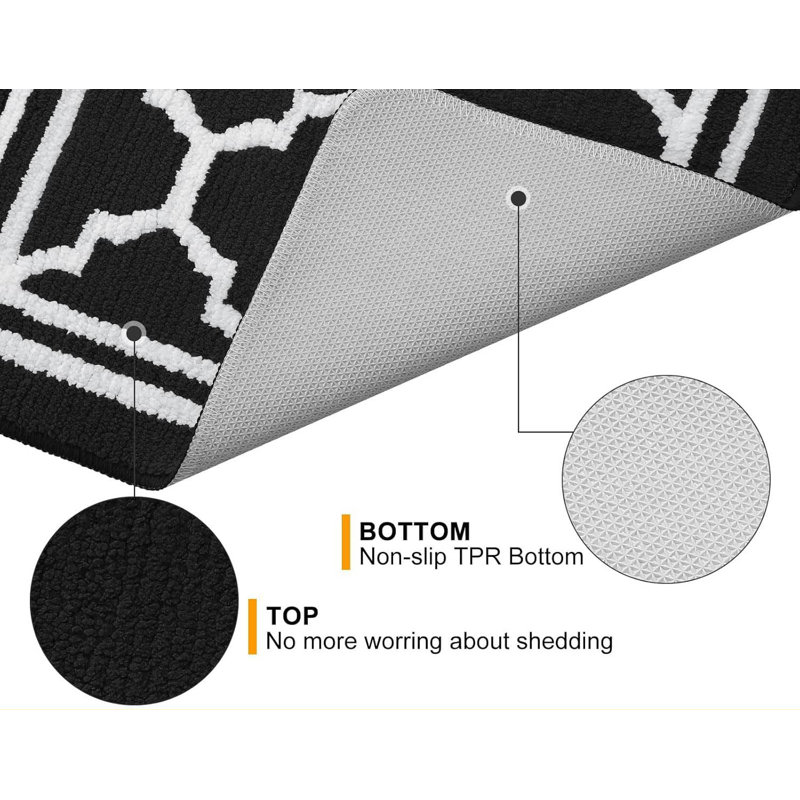Washable Door Mats Indoor,Non-Slip Low Profile Doormat,80 Cm, Black