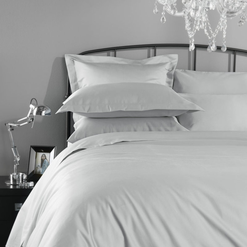 1000 Thread Count Sateen Duvet Cover, Kingsize Duvet Cover, Grey