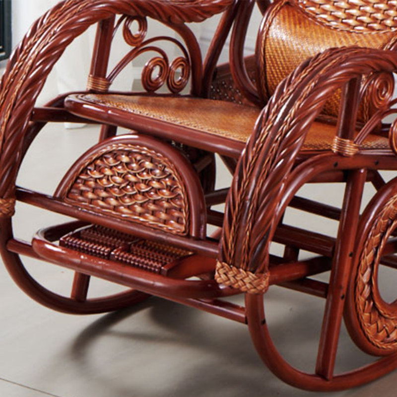 Chaise berçante en rotin, Brun-roux