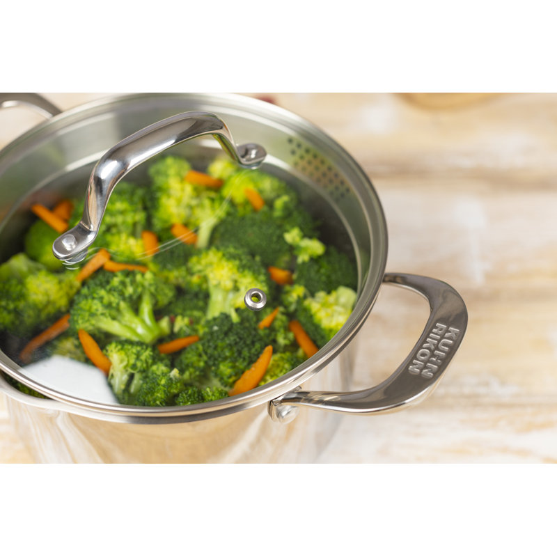 Kuhn Rikon Allround Plus Stainless Steel Induction Safe Casserole Pot with Draining Lid, 20cm/3.7L