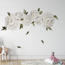 White Floral Wall Decal Set Made From Removable Wallpaper Material, Flower  Wall Decals for Nursery Decor, Housewarming Gift Idea WB420 