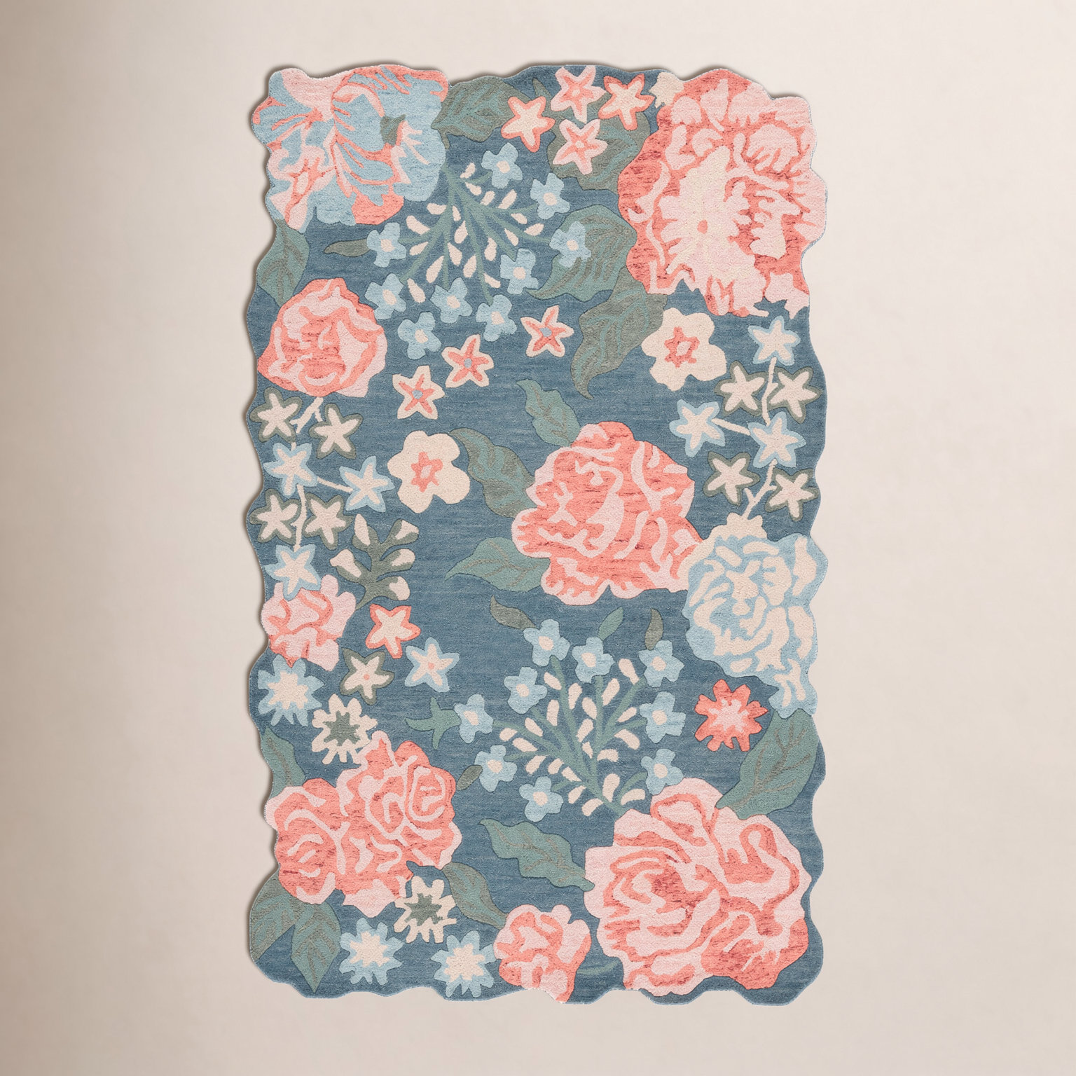 Hand-Tufted Wool Floral Rug, Rectangle 6' x 9'