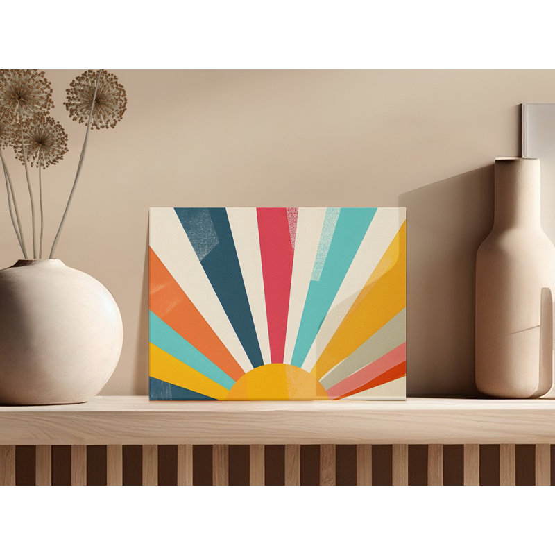 Retro Sun Canvas Wall Art, Sunrise Print, Abstract Wall Decor, Modern Home Decor, Available in Multiple Sizes