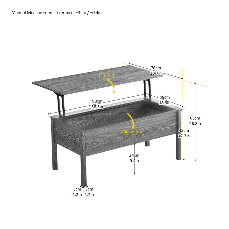 Modern 38.6'' Lift-Top Coffee Table With Ample Storage And Versatile Design