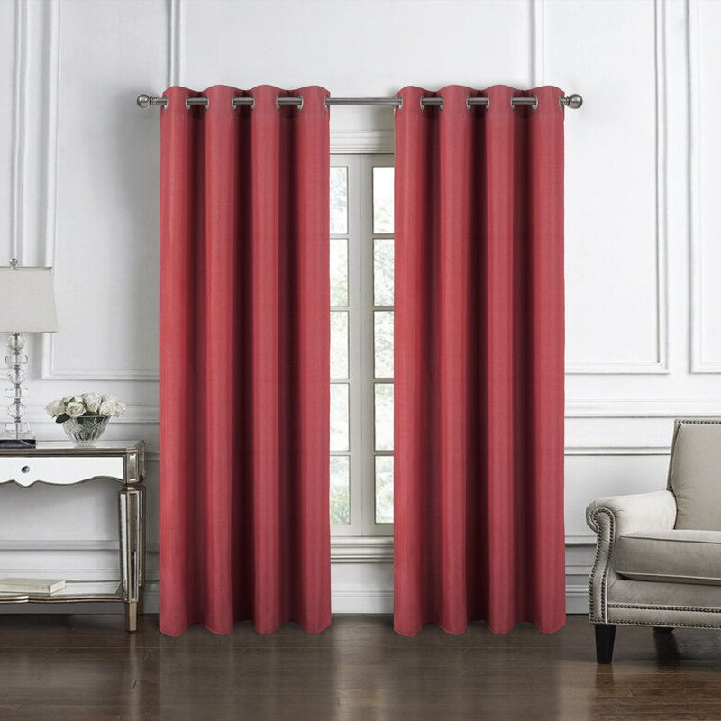 Panneau à œillets en jacquard Hidehiko 84 po, Rouge