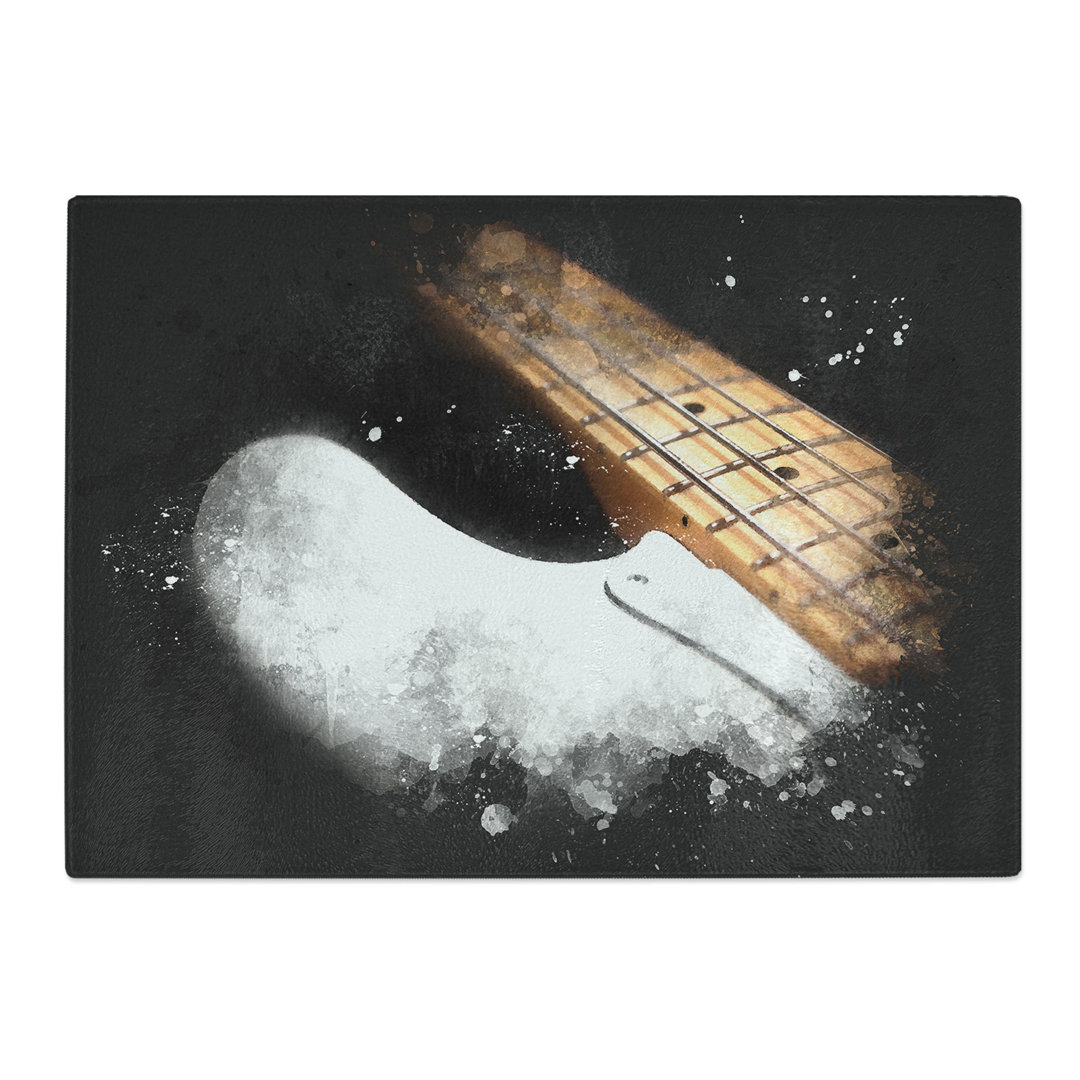 Tempered Glass Strings of a White Bass Guitar Chopping Board