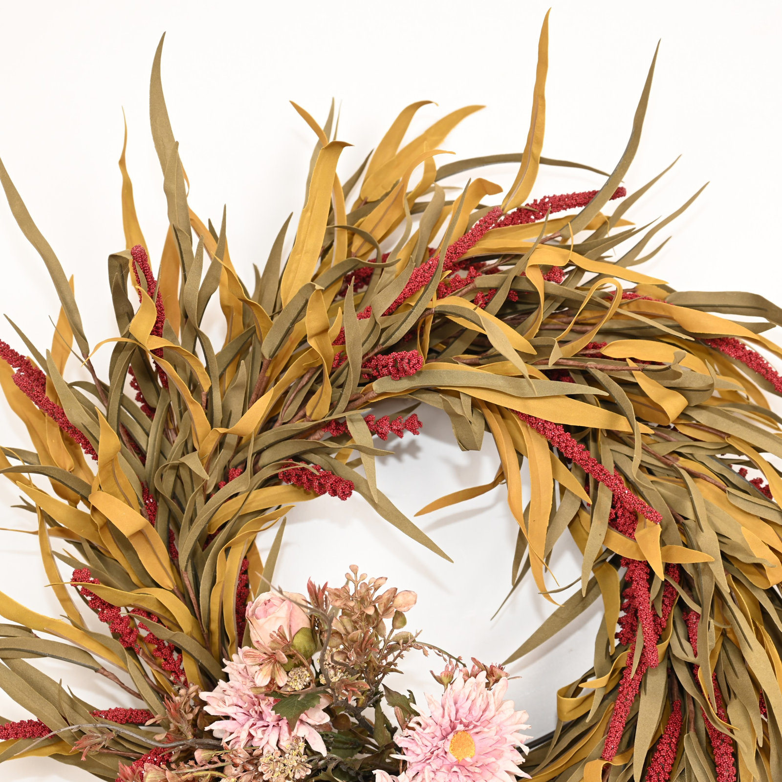 24" Handcrafted Orange Thanksgiving Wreath