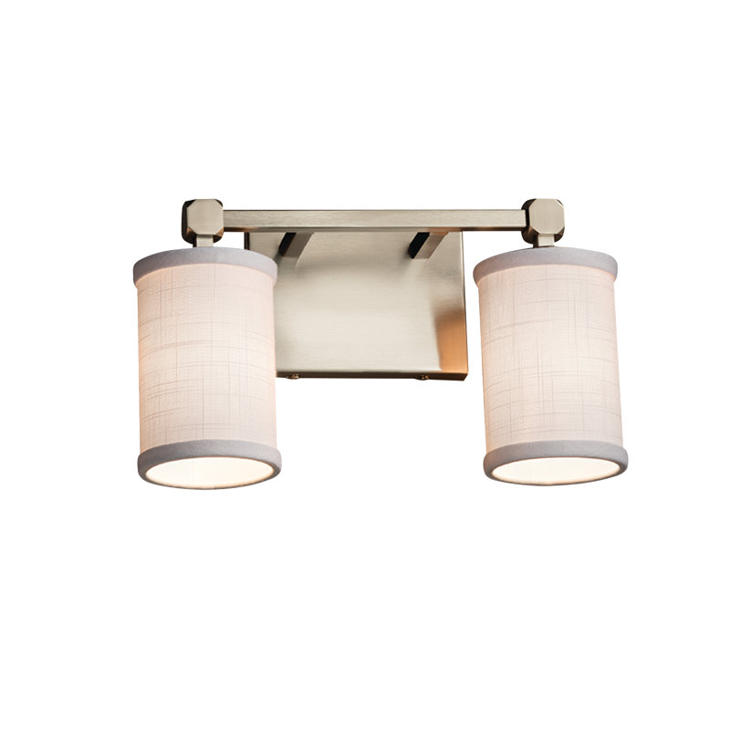 Cylindre de 60w 2 lumières moderne avec rebord plat meuble-lavabo Geoffroy, Chrome poli, Crème