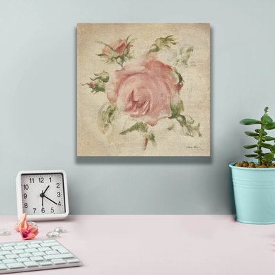 Winston Porter 'Pale Pink Rose On Antique Linen Light' by Cheri Blum Canvas Wall Art