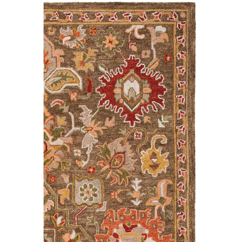 Felsenthal Hand Tufted Wool/Cotton Oriental Rug in Brown, Square 6'