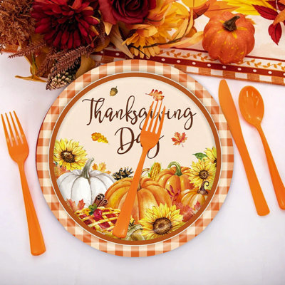 24pcs Thanksgiving Fall Pumpkin Paper Plates Fall Party Supplies Pumpkin Maple Disposable Plates Autumns Plates For Fall Decor Thanksgiving Party Supplies