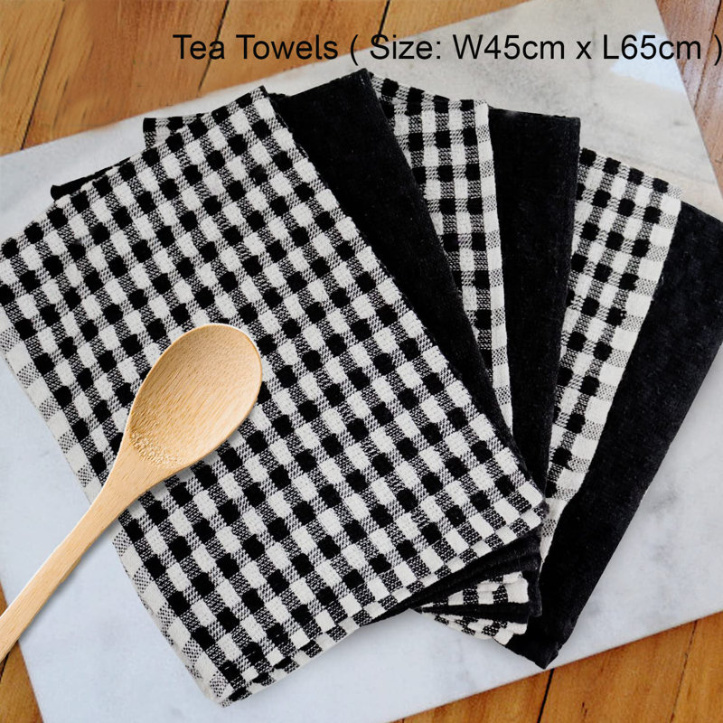 6 Pieces Tea Towel, Black