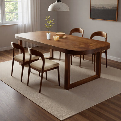 Modern Rustic Solid Wood Rectangular Dining Table Set