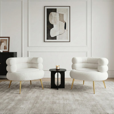 29.5" Wide Modern Boucle Upholstered Accent Chair with Metal Legs(Set of 2)