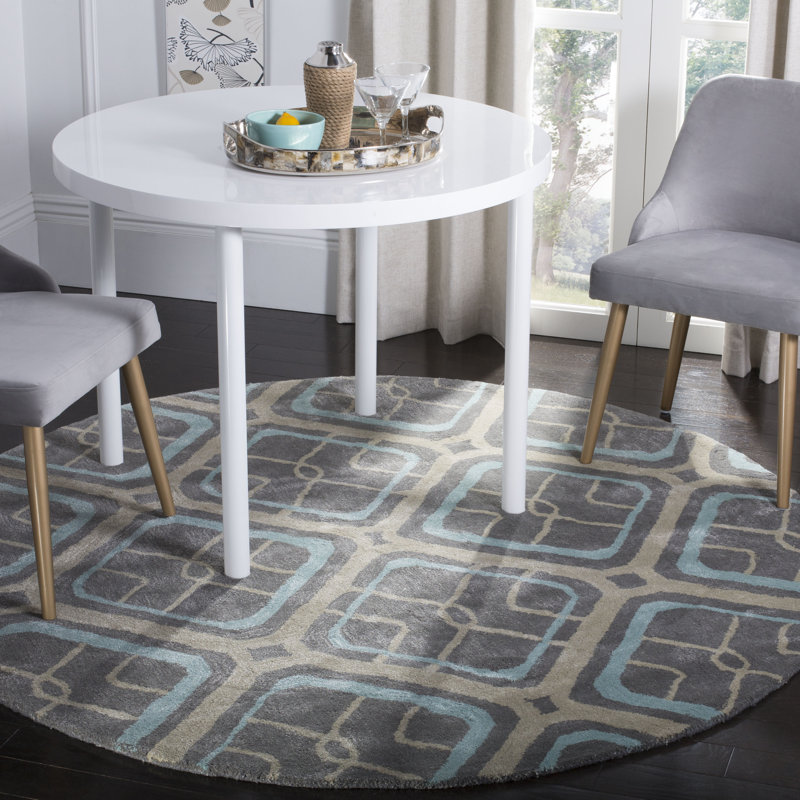 Deedre Hand Tufted Wool & Viscose Geometric Rug, Round 6'