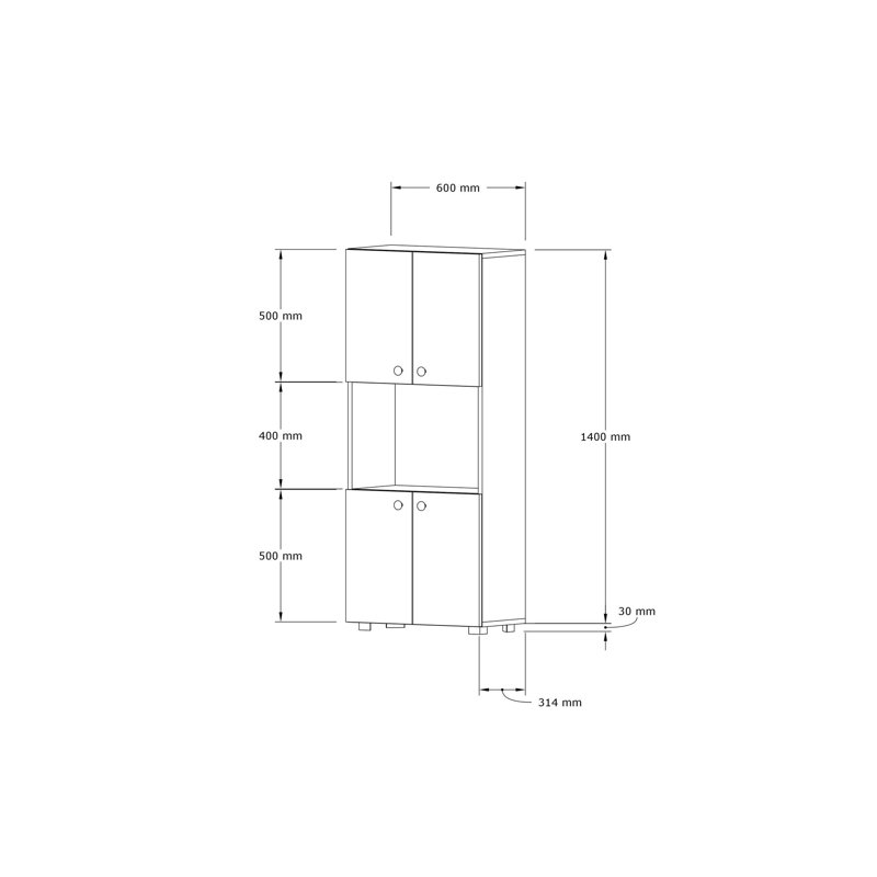 Élégante armoire de cuisine en noyer avec de nombreuses tablettes de 23,6 po x 55,1 po x 12,4 po | 100% panneau de particules enduit de mélamine, épaisseur: 0,7 pouce | Conception traditionnelle rustique, parfaite pour le rangement supplémentaire dans n'importe quelle cuisine