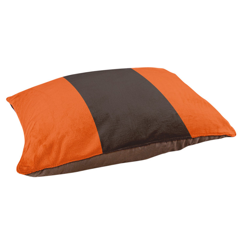 Coussin Cleveland, Grand (l 50 po x P 40 po x H 7 po), Blanc / orange / brun