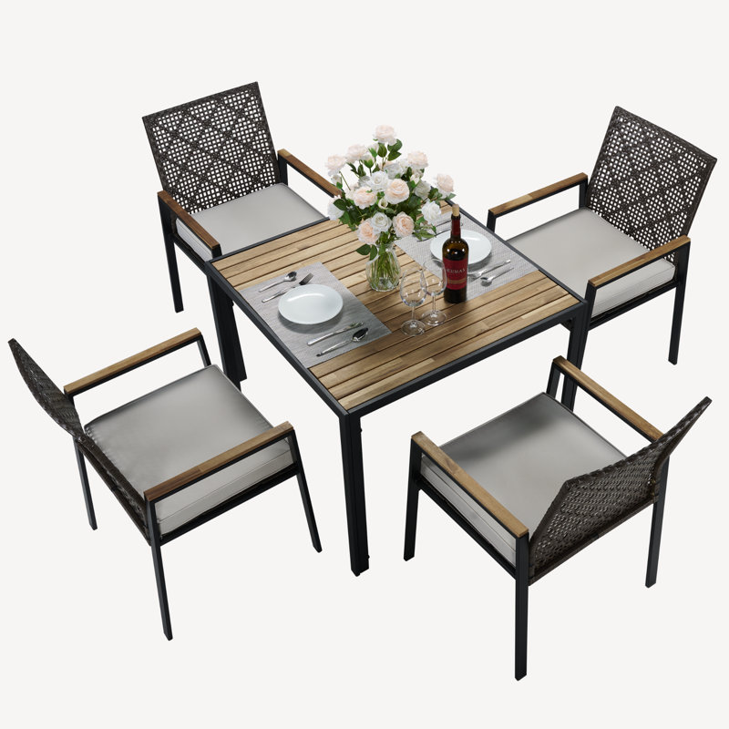 Ensemble repas extérieur pour 4 personnes, Beige