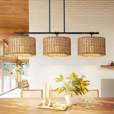 3 - Light Hand-Woven Kitchen Island Pendant