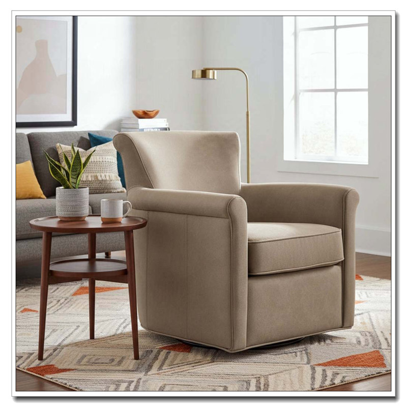Fauteuil d'appoint pivotant en similicuir, Taupe