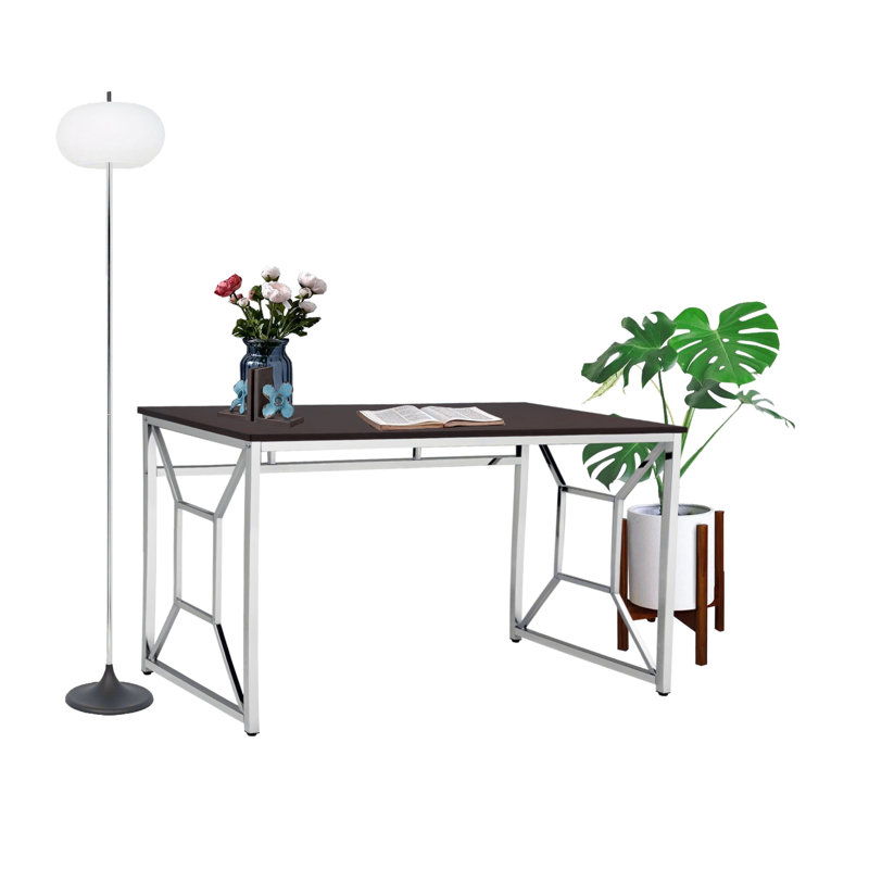Sophisticated Office Desk with Stylish Chrome Frame and Functional Top for Productivity
