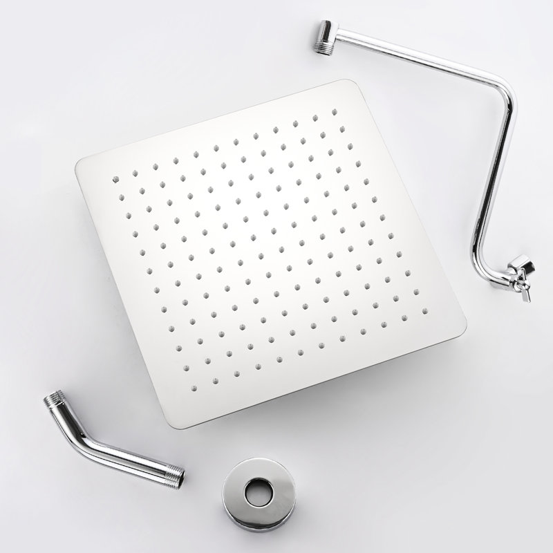 12" Square Showerhead With Adjustable Arm - Stainless Steel, Luxury Bathroom Look, Self-cleaning Nozzles 12 Inch Shower Head Steel Material, Full Body Coverage, Easy Installation