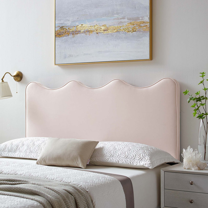 Velvet Upholstered Panel Headboard, Pink, Twin