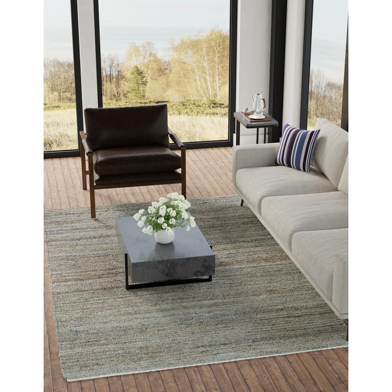 Tapis uni / rayé bleu Durah, Rectangle 2 pi 2 po x 3 pi 1 po