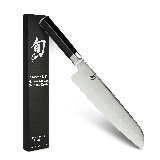 Shun Classic 8.5" Hollow Ground Santoku Knife, Handcrafted Japanese Cutting Knife, VG-MAX Core with Damascus Stainless Steel Cladding, Pakkawood Handle