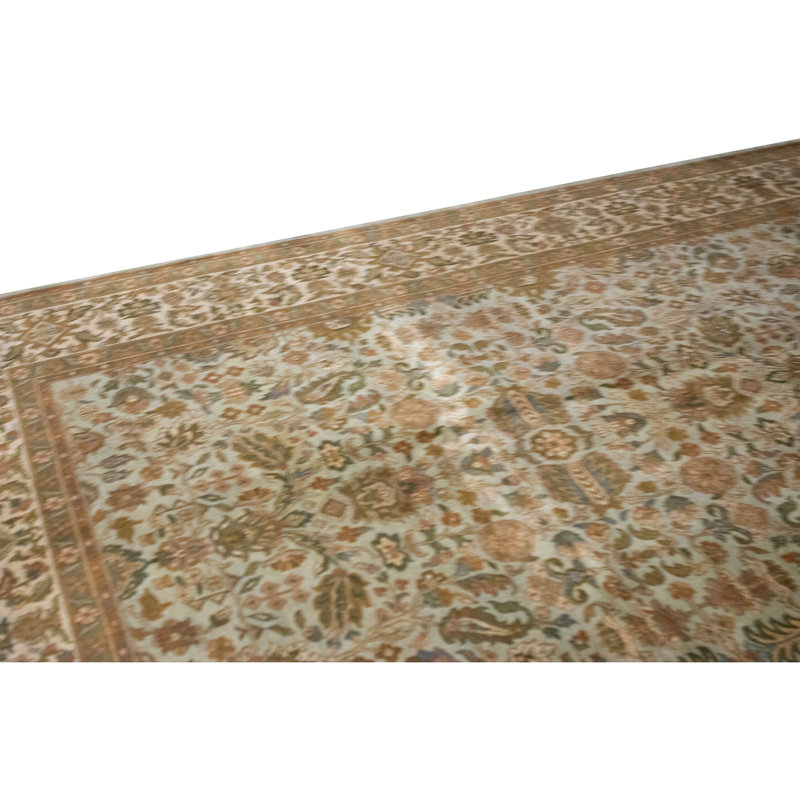 Hand Knotted Wool Oriental Area Rug in Green