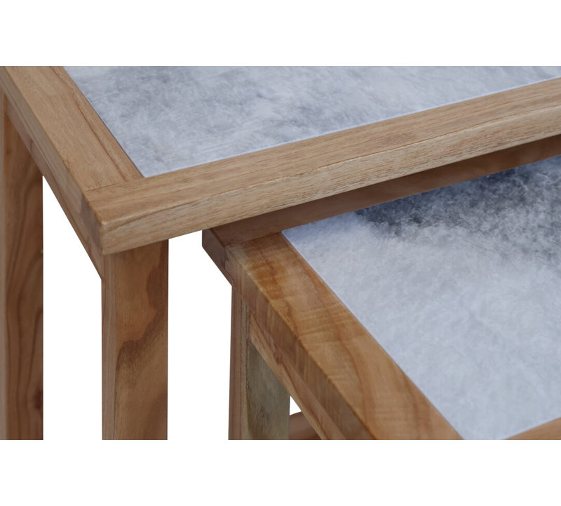 Side Table Set, Natural Wood