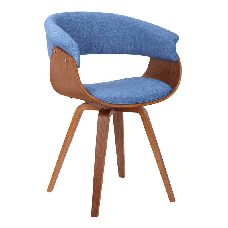 48.26cm H Polyester Upholstered Armchair, Walnut, Blue