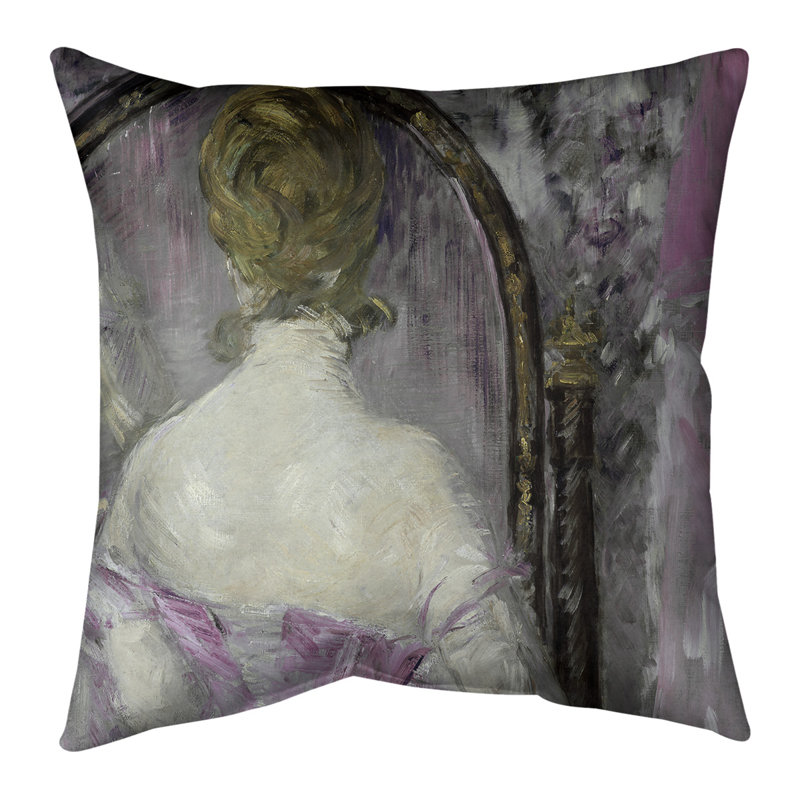 Edouard Manet Faux Suede Reversible Throw Pillow, 14" x 14", Pink, Pillow Cover Only