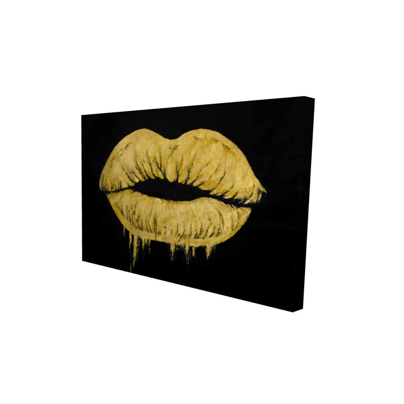 Golden lips - Woman Minimalist Canvas for Home Decor