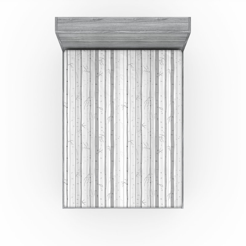 Ensemble de 2 draps-housses Ambesonne, Gris pâle, gris, blanc / rayé, Drap-housse grand