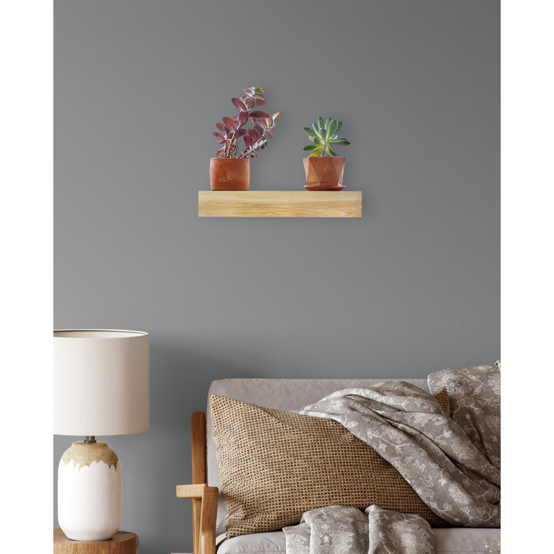 Tablette d'appoint en bois massif Britan, Naturel, H 4 po x l 17 po x P 7 po
