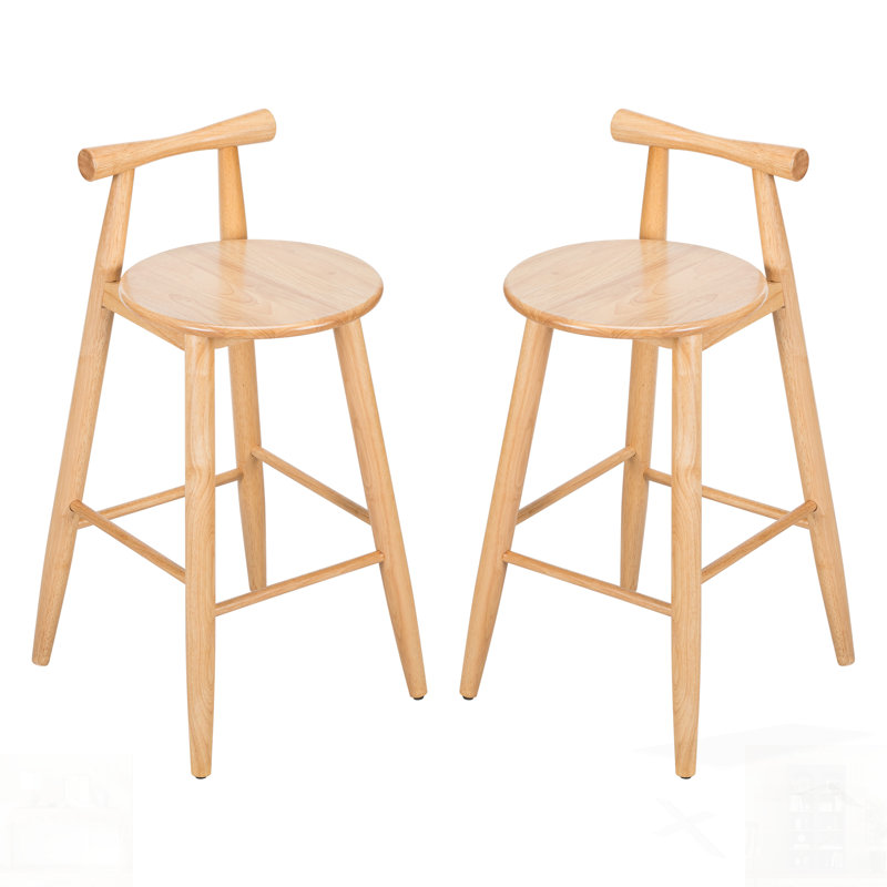 Tabouret de bar d'intérieur en bois d'hévéa, ensemble de 2, parfait pour la cuisine et la maison