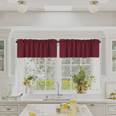 Blackout Valances for Windows,Kitchen Curtains Valance for Living Room/Bedroom/Bathroom Short Window Privacy Decorative Rod Pocket, 52" W x 18,4 Panels