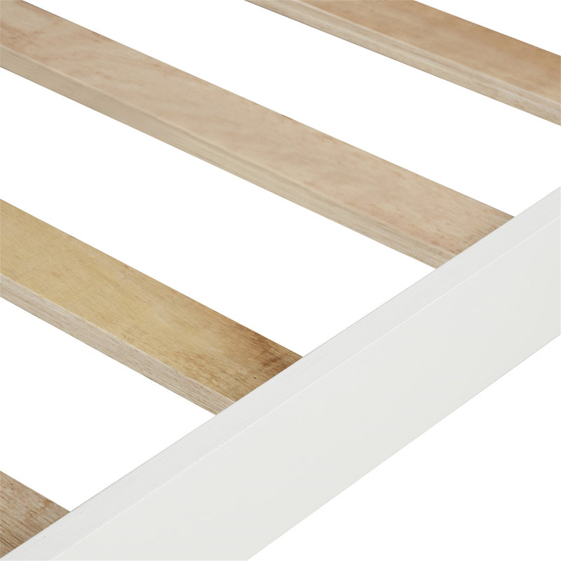 Lit plateforme en bois avec tête de lit, Blanc