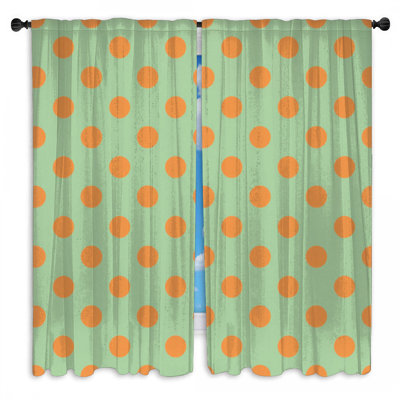 Rideaux de fenêtre orange à pois transparents et obscurcissants - 2 panneaux