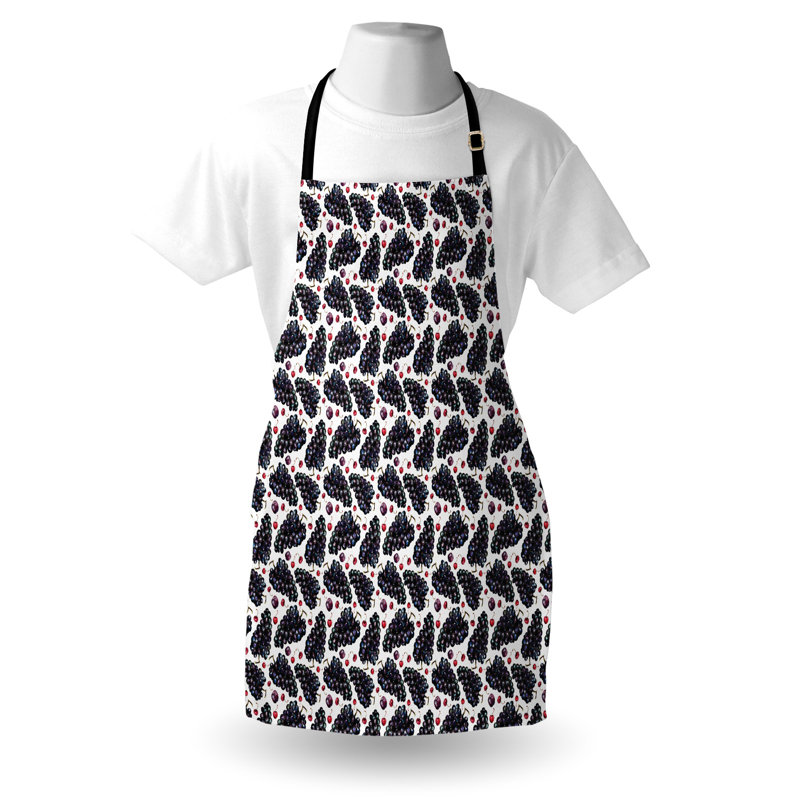 Tablier de fruits East Urban Home unisexe, cerisier prune rétro, taille adulte, mauve foncé et rouge